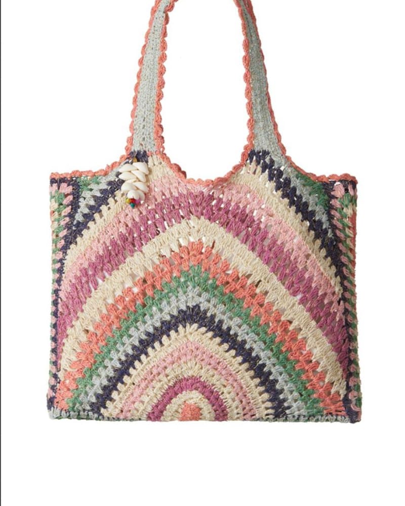 Front of a size O/S Kaia Lurex Crochet Shells Charm Bag in Multi in Multi by Muche & Muchette. | dia_product_style_image_id:331775